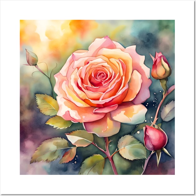 Watercolor Rose Wall Art by SmartPufferFish